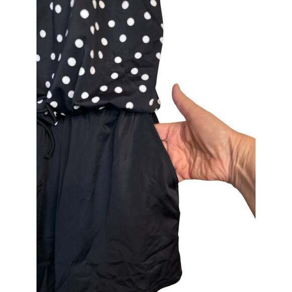 Swim Solutions Women's Polka Dot One Piece Swim Romper Size 16W Black White NWT - Picture 8 of 12